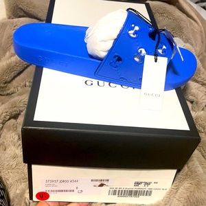 New Gucci rubber GG Bright Splash sandal slides 8